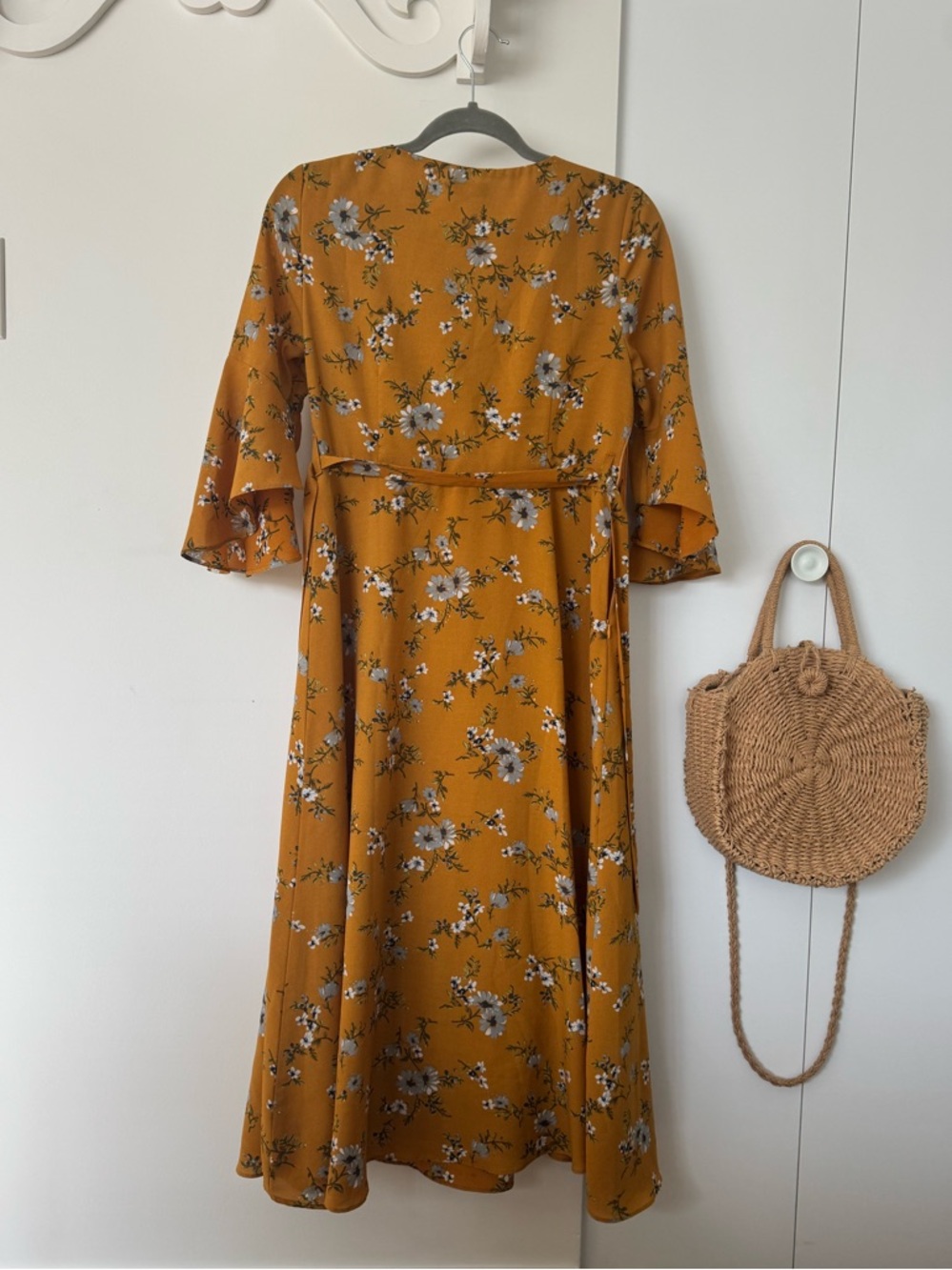 Mustard Yellow Floral Midi Dress - Picture 2 of 4